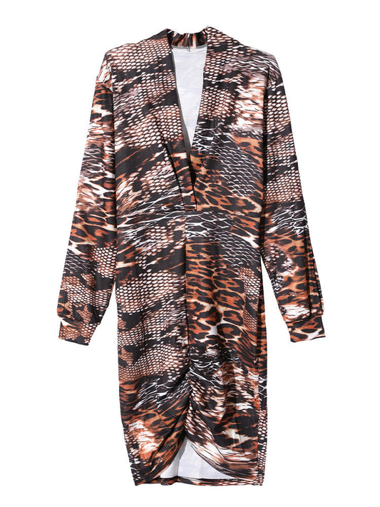 Printing Bodycon Split Leopard Dress