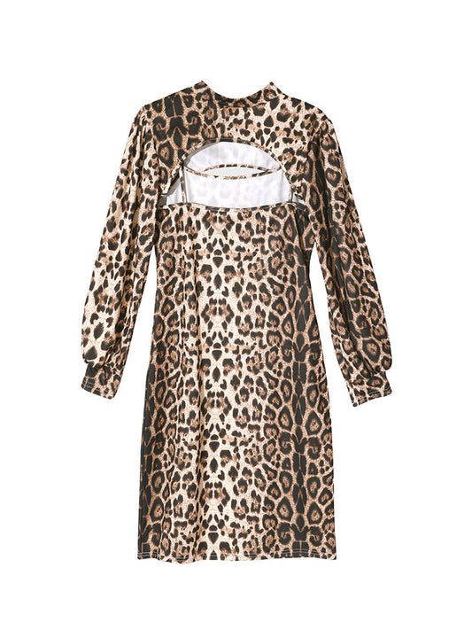 Leopard Keyhole Cut-Out Party Dress