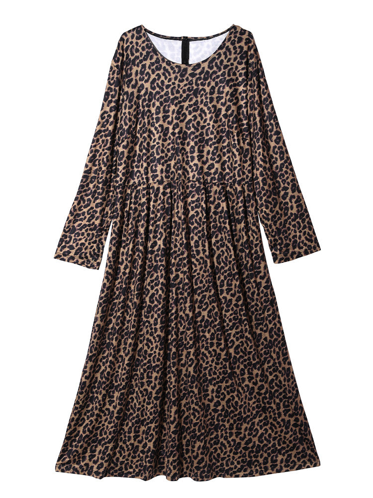 Leopard Elastic Waist Party Long Dress