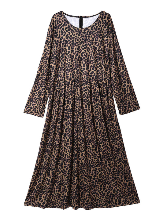 Leopard Elastic Waist Party Long Dress