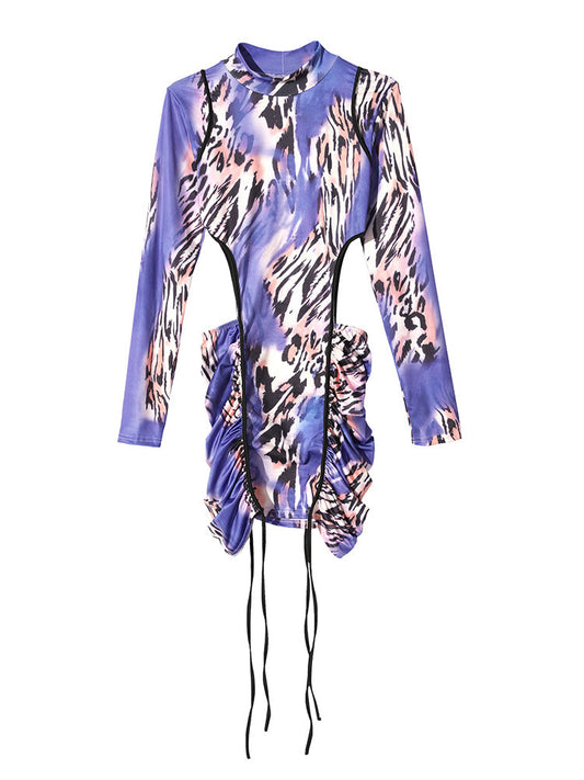 Leopard Bodycon Cut-Out Sexy Dress