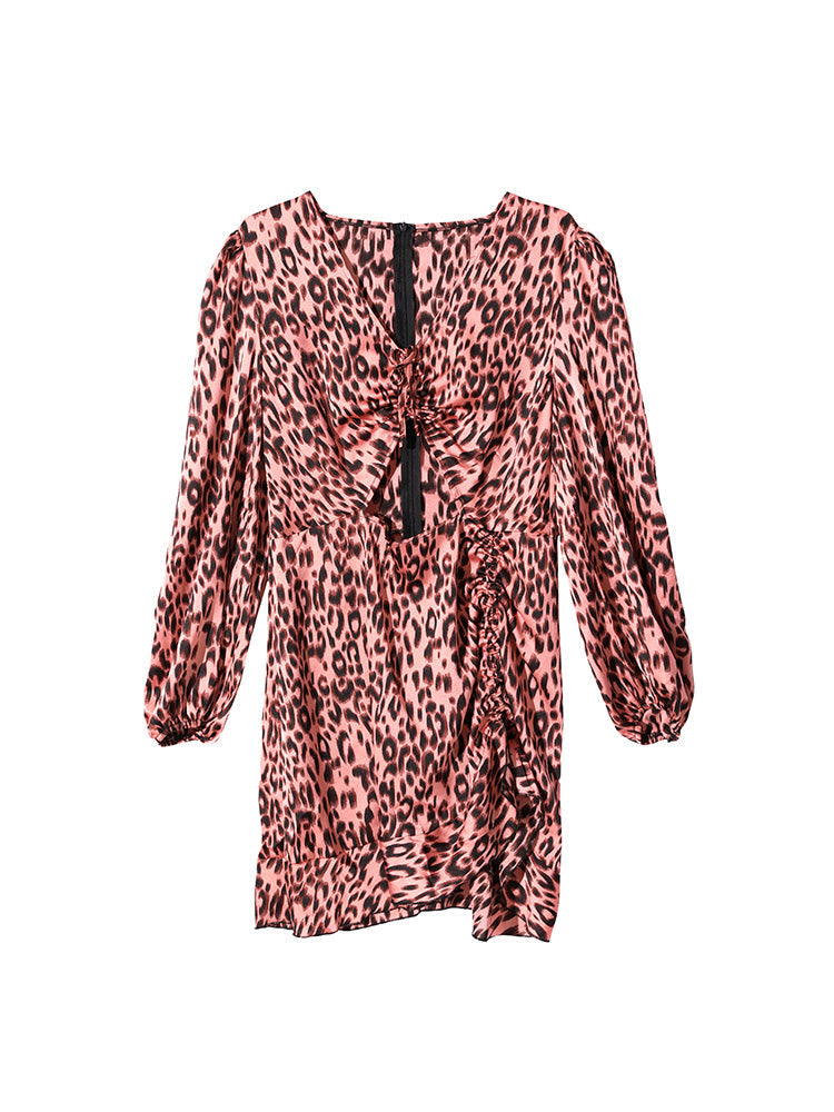 Leopard Ties Cut-Out Sexy Party Dress