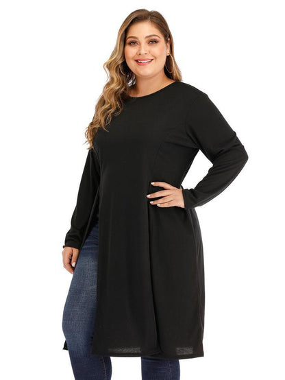 Split Mid Length Solid T-shirt