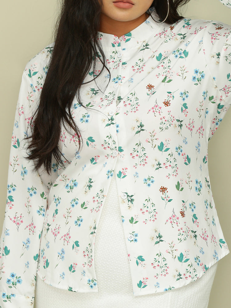 Floral Asymmetric Hem Blouse