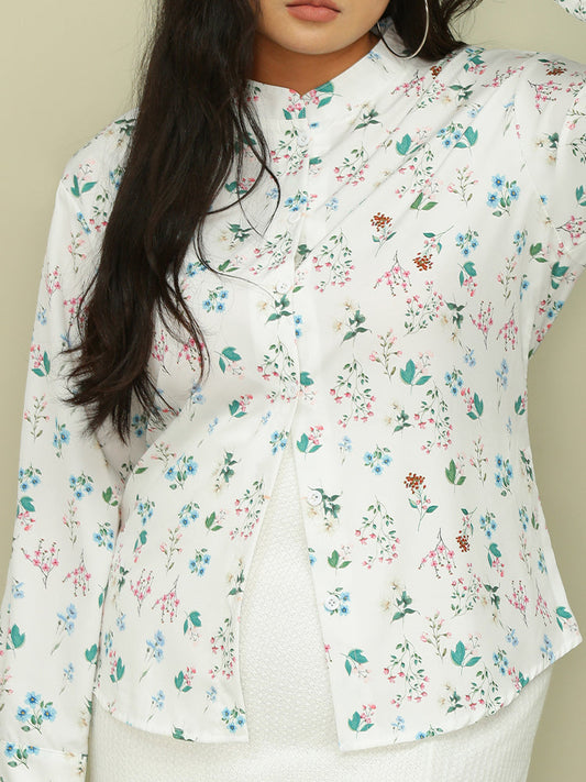 Floral Asymmetric Hem Blouse
