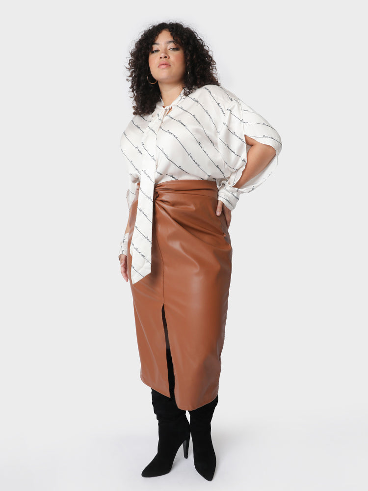 Printing Cut Out Knot Blouse