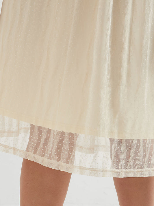 Chiffon Mesh Polka Dot A Line Dress