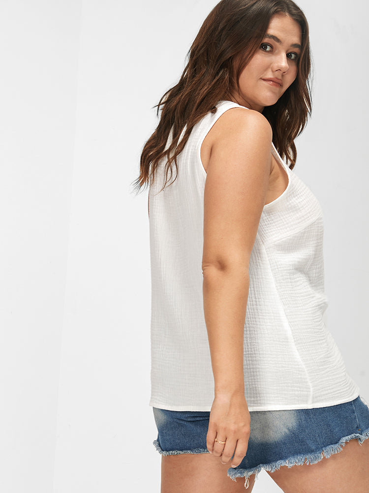 Solid  Button Down Tank Top