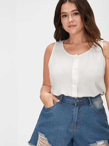 Solid  Button Down Tank Top