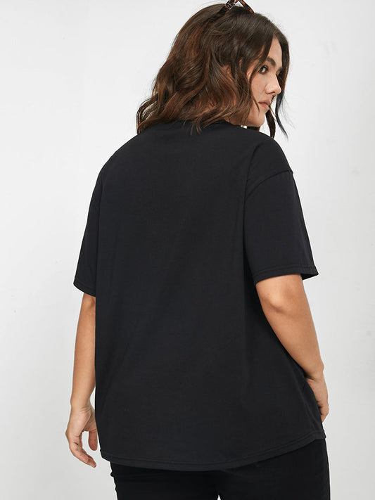 Leopard Lip Print Black T-shirt