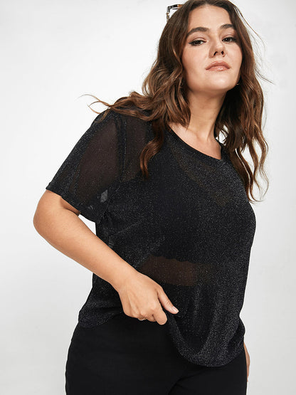 Black Sheer Mesh T-shirt