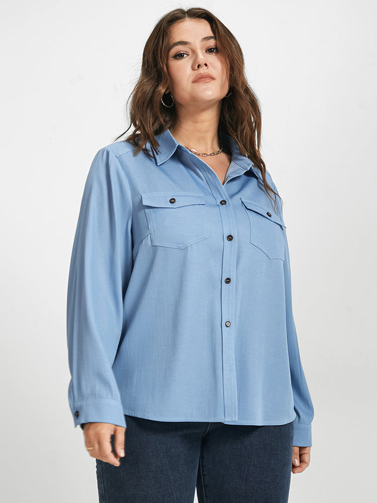 Plain Pocket Button Down Shirt