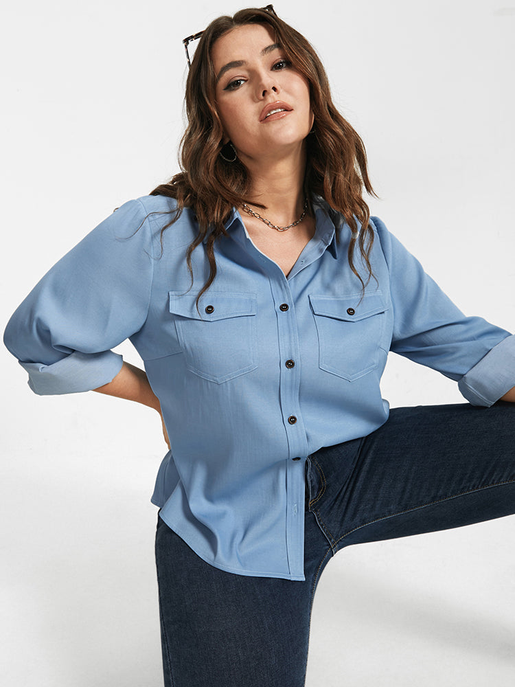 Plain Pocket Button Down Shirt