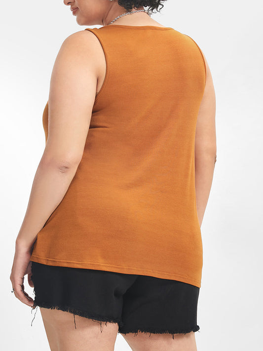 Solid Half Button Tank Top