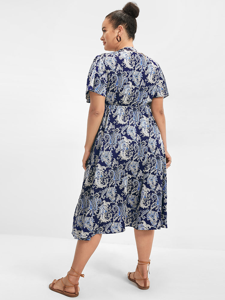 Bloom Dress - Paisley Print Surplice Neck Midi Dress