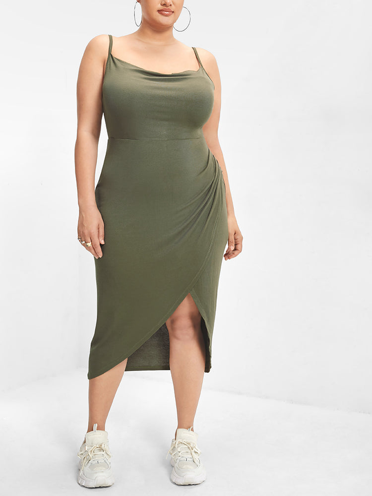 Army Green Split Skinny Dress
