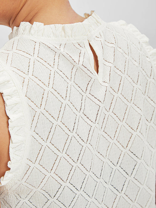 Argly Pattern Frill Trim Tank Top