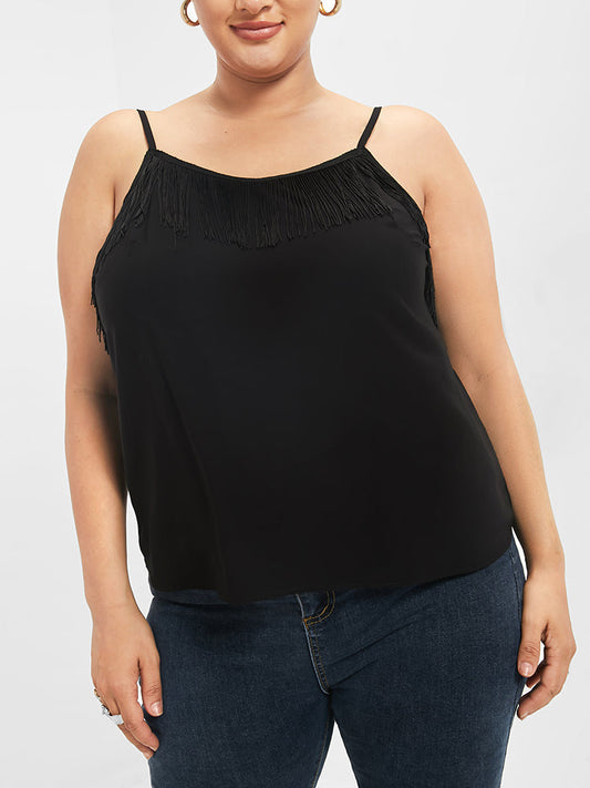 Black Tassels Tank Top