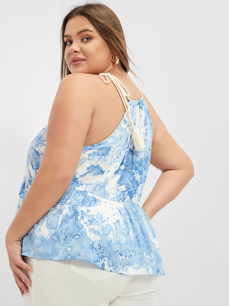 Tie Dye Halter Babydoll Tank Top