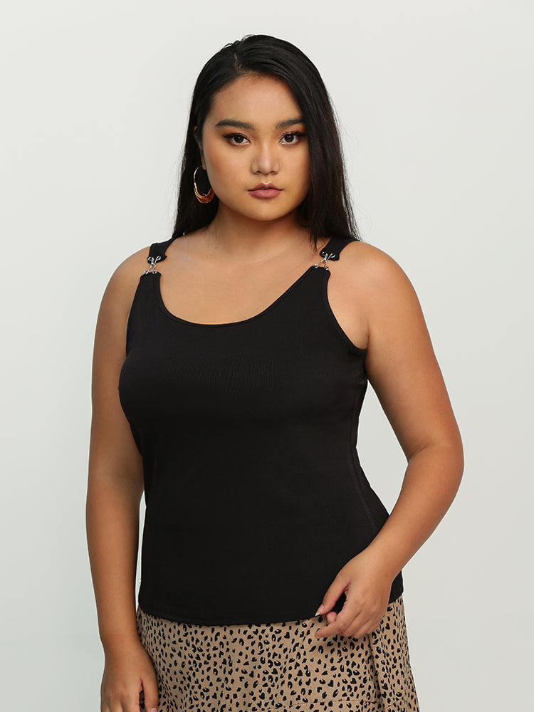 Buckle Shoulder Sleeveless Crop Top