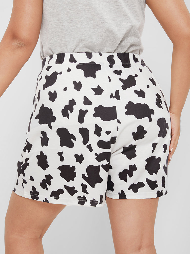 Heart & Cow Print Drawstring Lounge Set