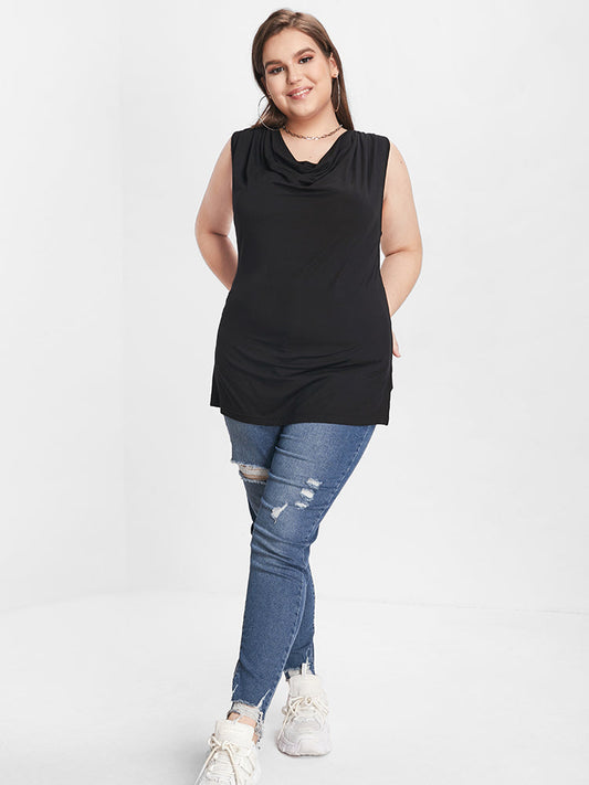 Black Cowl Neck Modal Tank Top