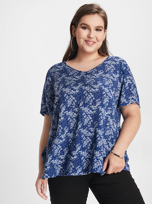 Ditsy Floral Cut-out Back Blouse