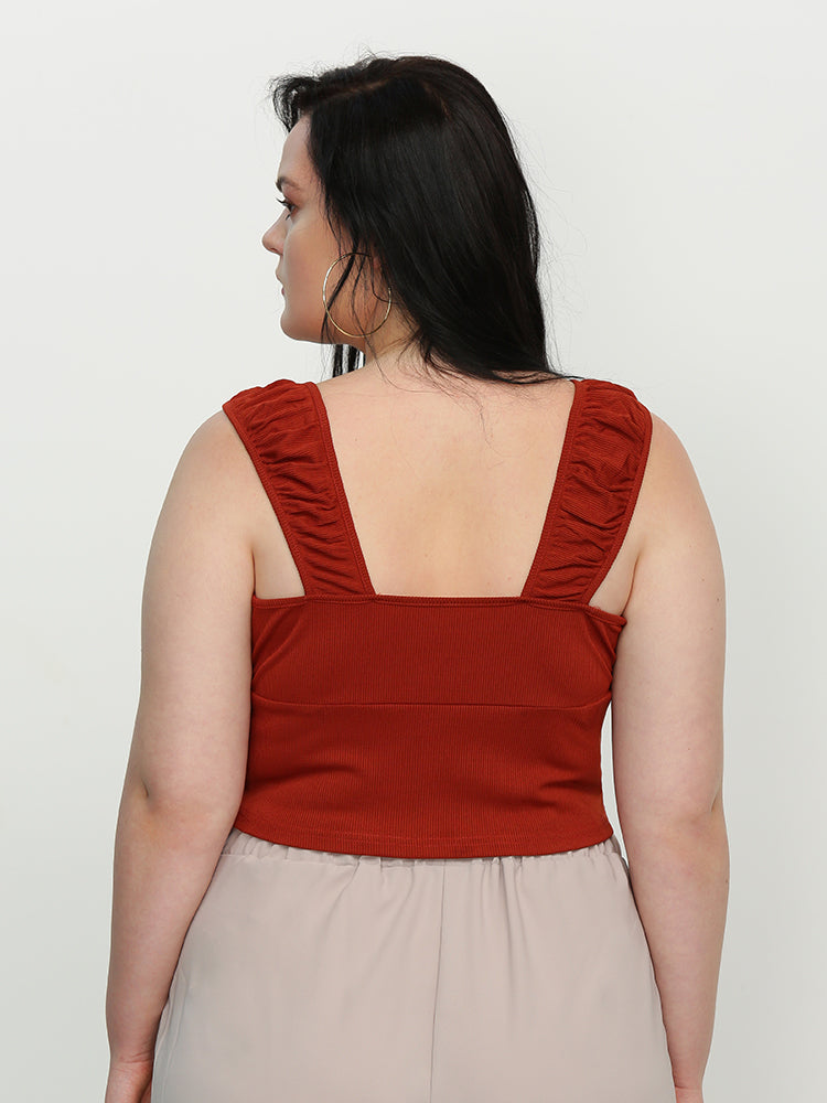 Ruched Knotted Crop Top