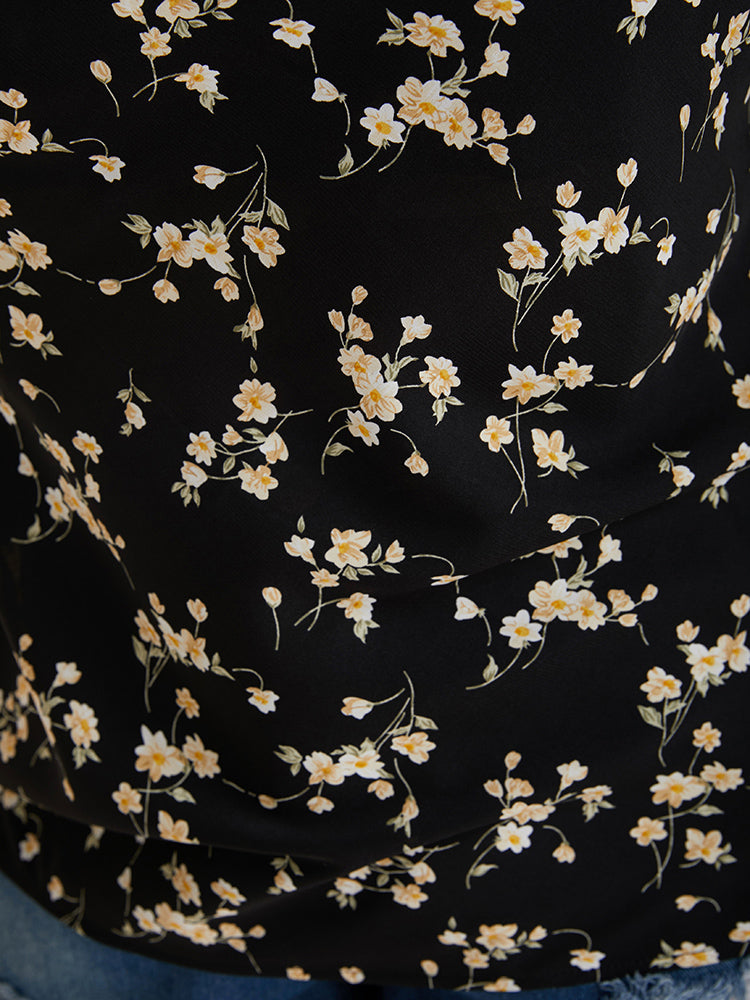 Ditsy Floral Print Asymmetrical Tank Top