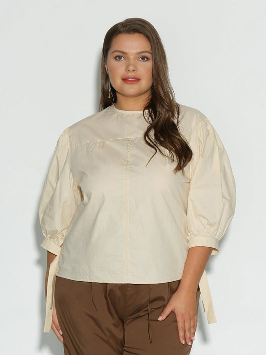 Ribbon Puff Sleeve Top