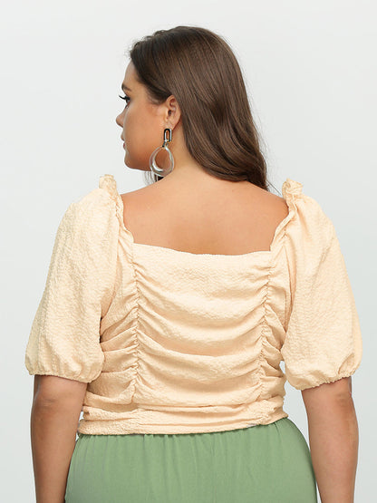 Ruffle Frill trim Puff Sleeve Blouse