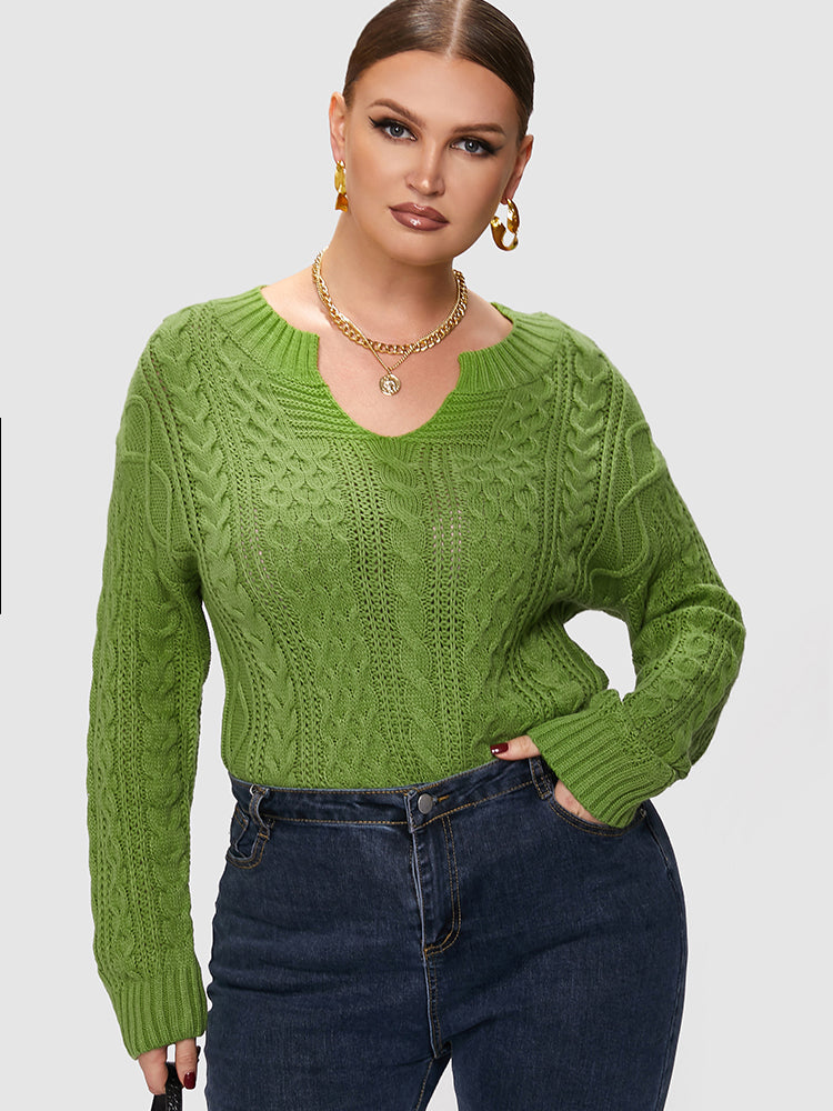 Cable Knit Green Sweater
