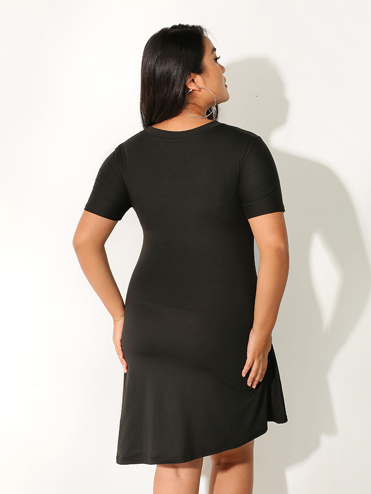 Asymmetrical Hem Solid Color Dress