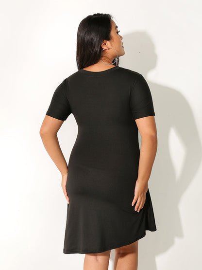 Asymmetrical Hem Solid Color Dress