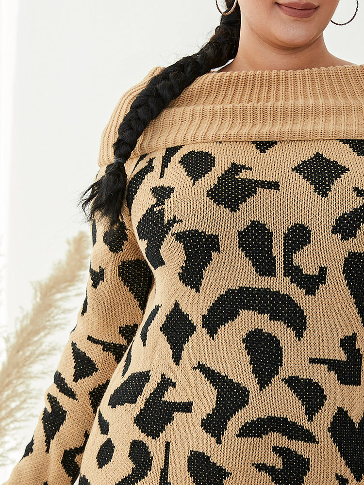 Leopard Contrast Sweater Dress