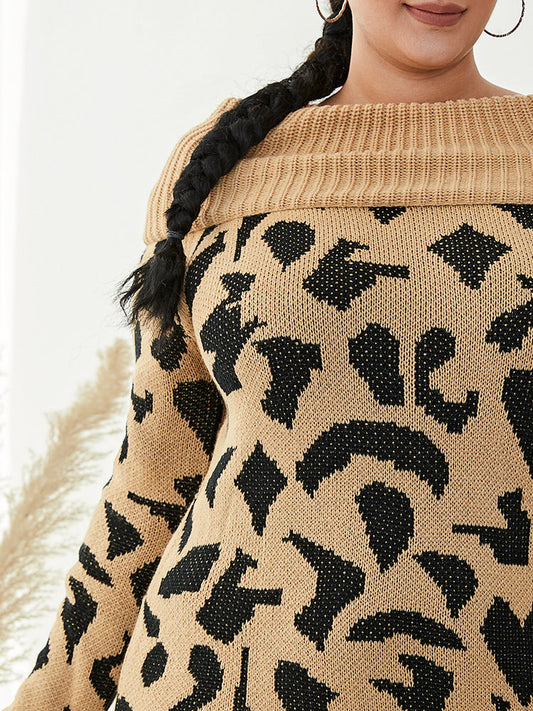 Leopard Contrast Sweater Dress