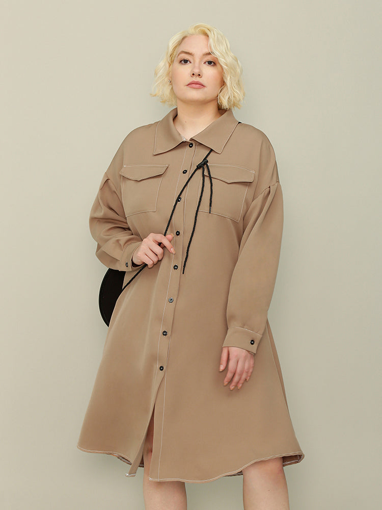 Flap Pocket Front Shirt Dress