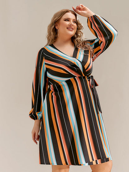 Stripe V-Neck Dresses