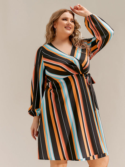 Stripe V-Neck Dresses