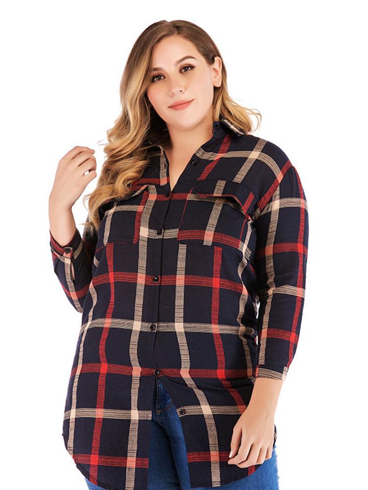 Classic Plaid Pocket Mid-length Shirt