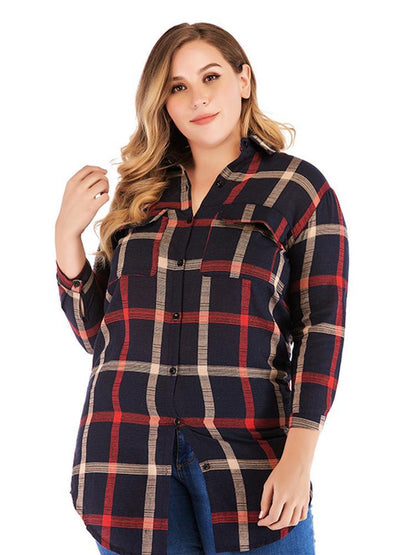 Classic Plaid Pocket Mid-length Shirt