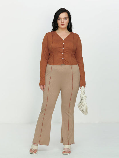 V-neck Button T-shirt