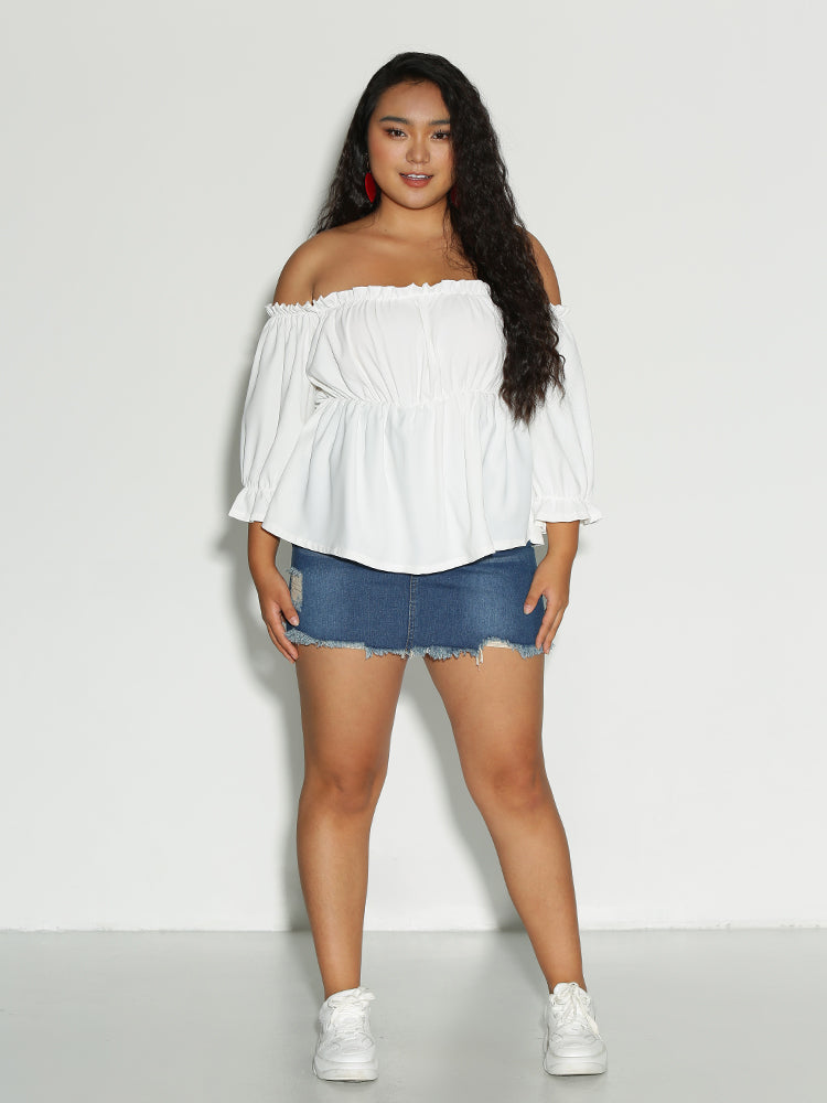 Frill Trim Off Shoulder Blouse