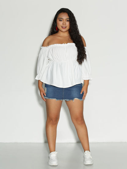 Frill Trim Off Shoulder Blouse