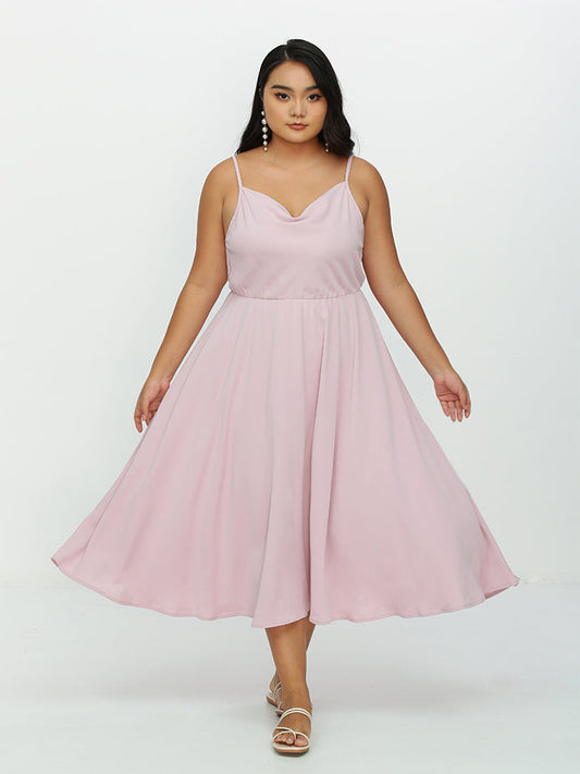 Cowl Neck Backless Tiered Dress