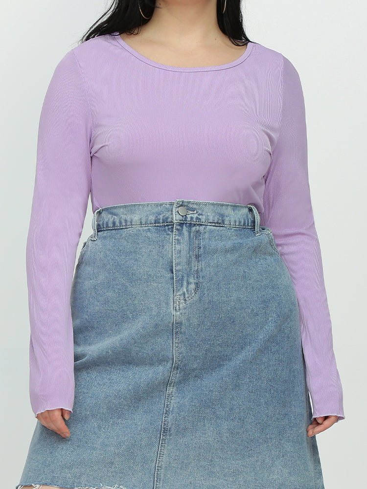 Basic Purple Round Neck T-shirt