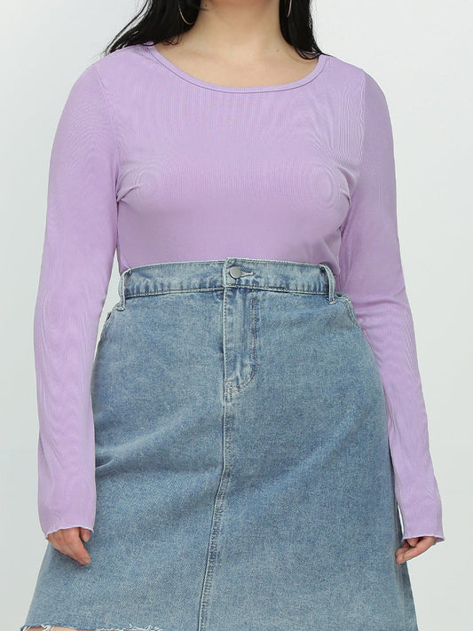 Basic Purple Round Neck T-shirt