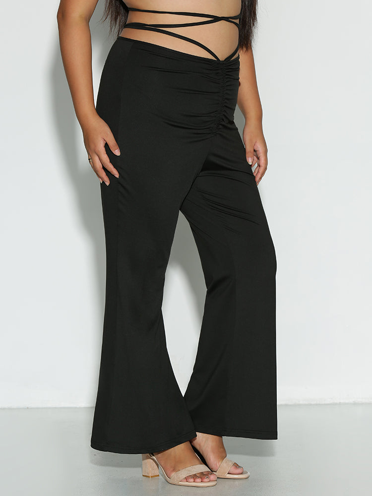 Ruched Knotted Waist Pants