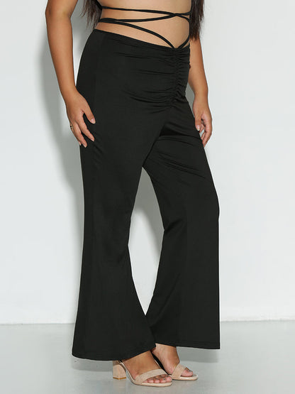 Ruched Knotted Waist Pants