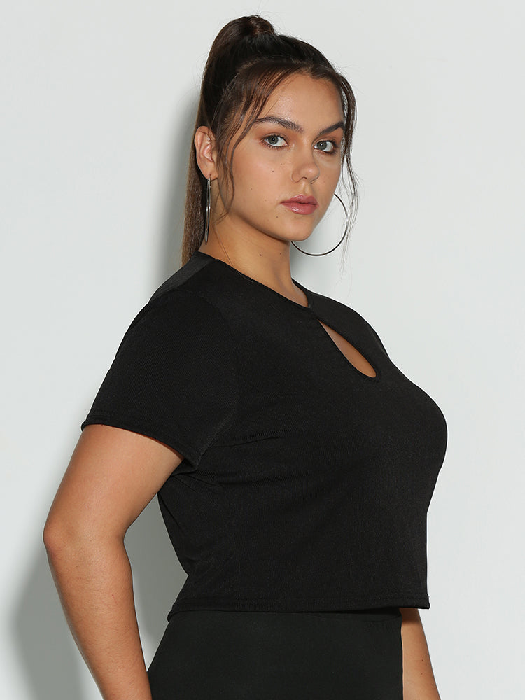 Keyhole Short Sleeve Crop Top